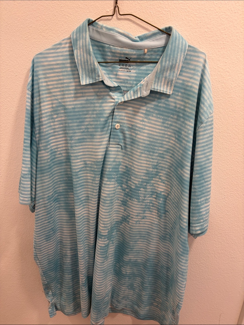 Puma Light Blue and White tie died Polo